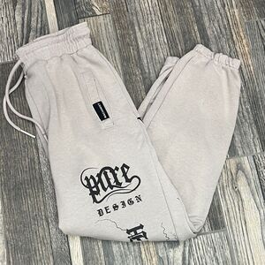 🔥🔥 Y2K MACHINIST Streetwear Brand Graphic Gray Sweatpants Men Size Large - EUC
